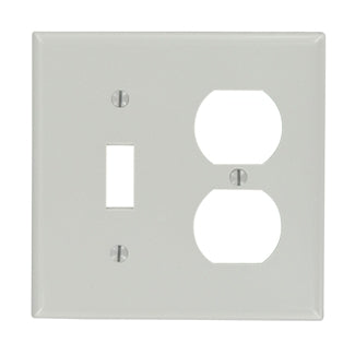 Leviton 2-Gang 1-Toggle 1-Duplex Device Combination Wall Plate Standard Size Thermoset Device Mount Gray (87005)