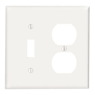 Leviton 2-Gang 1-Toggle 1-Duplex Device Combination Wall Plate Standard Size Thermoset Device Mount White (88005)