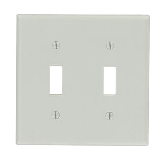 Leviton 2-Gang Toggle Device Switch Wall Plate Standard Size Thermoset Device Mount Gray (87009)