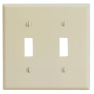 Leviton 2-Gang Toggle Device Switch Wall Plate Standard Size Thermoset Device Mount Ivory (86009)