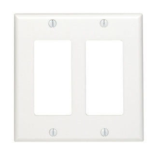 Leviton 2-Gang Decora/GFCI Device Decora Wall Plate/Faceplate Standard Size Thermoset Device Mount Black (80409-E)