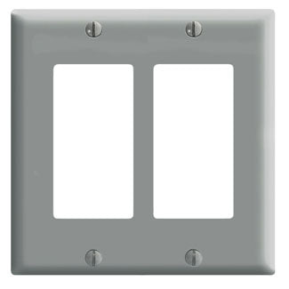 Leviton 2-Gang Decora/GFCI Device Decora Wall Plate/Faceplate Standard Size Thermoset Device Mount Gray (80409-GY)