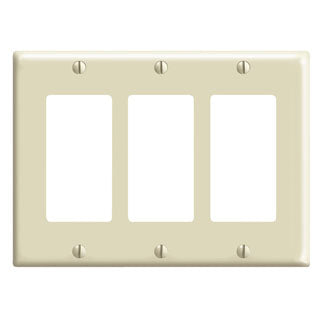 Leviton 3-Gang Decora/GFCI Device Decora Wall Plate/Faceplate Standard Size Thermoset Device Mount Ivory (80411-I)
