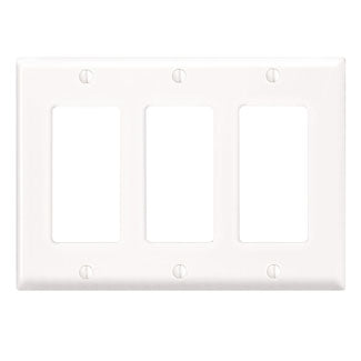 Leviton 3-Gang Decora/GFCI Device Decora Wall Plate/Faceplate Standard Size Thermoset Device Mount White (80411-W)