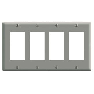 Leviton 4-Gang Decora/GFCI Device Decora Wall Plate/Faceplate Standard Size Thermoset Device Mount Gray (80412-GY)
