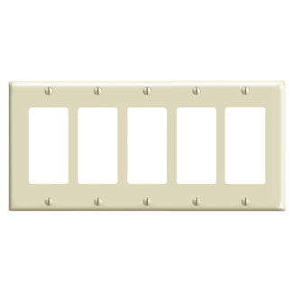Leviton 5-Gang Decora/GFCI Device Decora Wall Plate/Faceplate Standard Size Thermoset Device Mount Ivory (80423-I)