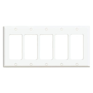 Leviton 5-Gang Decora/GFCI Device Decora Wall Plate/Faceplate Standard Size Thermoset Device Mount White (80423-W)
