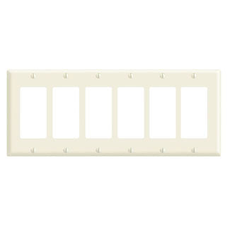 Leviton 6-Gang Decora/GFCI Device Decora Wall Plate/Faceplate Standard Size Thermoset Device Mount Black (80436-E)