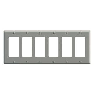 Leviton 6-Gang Decora/GFCI Device Decora Wall Plate/Faceplate Standard Size Thermoset Device Mount Gray (80436-GY)