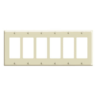 Leviton 6-Gang Decora/GFCI Device Decora Wall Plate/Faceplate Standard Size Thermoset Device Mount Ivory (80436-I)