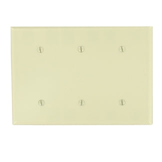 Leviton 3-Gang No Device Blank Wall Plate Standard Size Thermoset Strap Mount Ivory (86035)