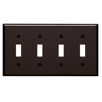 Leviton 4-Gang Toggle Device Switch Wall Plate Standard Size Thermoset Device Mount Brown (85012)