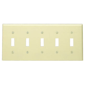 Leviton 5-Gang Toggle Device Switch Wall Plate Standard Size Thermoset Device Mount Ivory (86023)