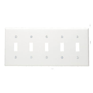 Leviton 5-Gang Toggle Device Switch Wall Plate Standard Size Thermoset Device Mount White (88023)