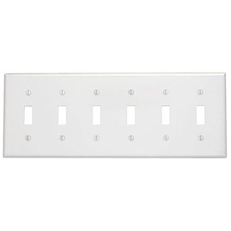 Leviton 6-Gang Toggle Device Switch Wall Plate Standard Size Thermoset Device Mount Ivory (86036)