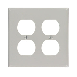 Leviton 2-Gang Duplex Device Receptacle Wall Plate Standard Size Thermoset Device Mount Gray (87016)
