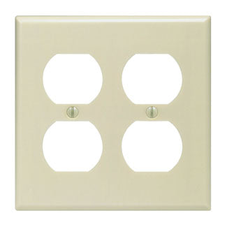 Leviton 2-Gang Duplex Device Receptacle Wall Plate Standard Size Thermoset Device Mount Ivory (86016)
