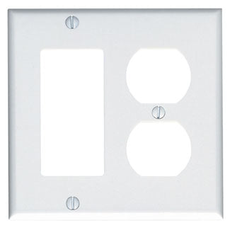 Leviton 2-Gang Standard Size Wall Plate/Faceplate 1-Duplex 1-Decora/GFCI Light Almond (80455-T)
