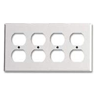 Leviton 4-Gang Duplex Device Receptacle Wall Plate Standard Size Thermoset Device Mount Ivory (86041)
