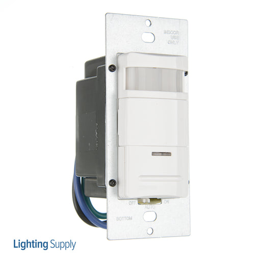 Leviton Passive Infrared Wall Box Occupancy Sensor Single Relay Photocell Controlled Low Profile 180 Degree 2100 Square Foot Field Of View White (ODS15-IDW)