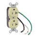 Leviton Duplex Receptacle Outlet Commercial Spec Grade Smooth Face 20 Amp 125V Pre-Wired Leads NEMA 5-20R 2-Pole Ivory (5340-I)