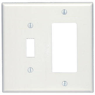 Leviton 2-Gang 1-Toggle 1-Decora/GFCI Device Combination Wall Plate Midway Size Thermoset Device Mount Light Almond (80605-T)