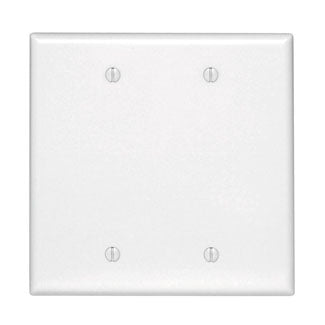 Leviton 2-Gang No Device Blank Wall Plate Midway Size Thermoset Box Mount White (80525-W)