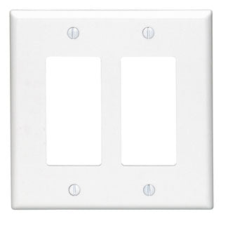 Leviton 2-Gang Decora/GFCI Device Decora Wall Plate/Faceplate Midway Size Thermoset Device Mount Light Almond (80609-T)