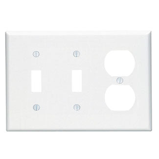 Leviton 3-Gang 2-Toggle 1-Duplex Device Combination Wall Plate/Faceplate Midway Size Thermoset Device Mount Brown (80521)