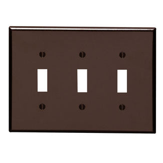 Leviton 3-Gang Toggle Device Switch Wall Plate Midway Size Thermoset Device Mount Brown (80511)