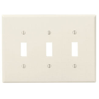 Leviton 3-Gang Toggle Device Switch Wall Plate Midway Size Thermoset Device Mount Light Almond (80511-T)