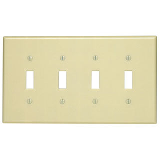 Leviton 4-Gang Toggle Device Switch Wall Plate Midway Size Thermoset Device Mount Ivory (80512-I)