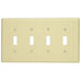 Leviton 4-Gang Toggle Device Switch Wall Plate Midway Size Thermoset Device Mount Light Almond (80512-T)