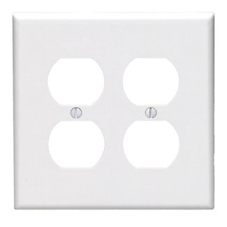 Leviton 2-Gang Duplex Device Receptacle Wall Plate Midway Size Thermoset Device Mount White (80516-W)