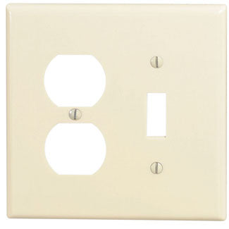 Leviton 2-Gang 1-Toggle 1-Duplex Device Combination Wall Plate/Faceplate Midway Size Thermoset Device Mount Ivory (80505-I)