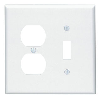 Leviton 2-Gang 1-Toggle 1-Duplex Device Combination Wall Plate/Faceplate Midway Size Thermoset Device Mount White (80505-W)