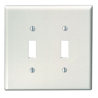 Leviton 2-Gang Toggle Device Switch Wall Plate Midway Size Thermoset Device Mount Light Almond (80509-T)