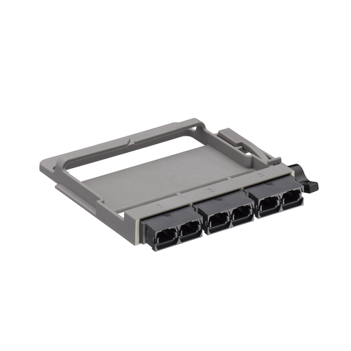 Leviton HDX Fiber Adapter Plate 3 Duplex MTP Adapters Black Keyed Up To Keyed Up (5FUHD-6MB)