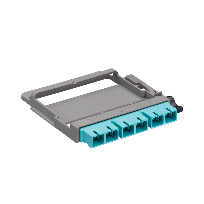 Leviton HDX Fiber Adapter Plate OM3 And OM4 Duplex SC Aqua 6 Fibers Zirconia Ceramic Sleeve (5FUHD-6QC)