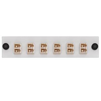 Leviton LGX 6-Pack Plate With LC Duplex Adapters Beige Phosphor Bronze Sleeve 12 Fibers White (APLW6-LDM)