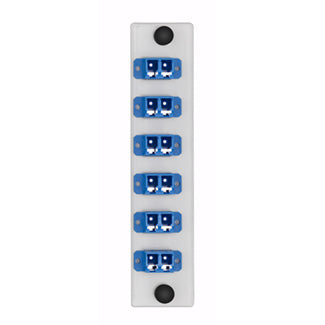 Leviton LGX 6-Pack Plate With LC Duplex Adapters Blue Zirconia Ceramic Sleeve 12 Fibers White (APLW6-LDS)