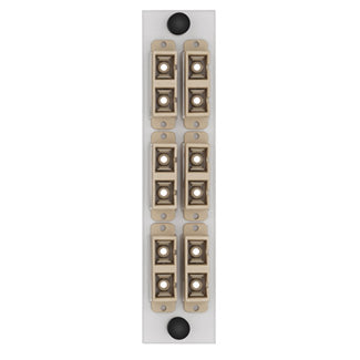 Leviton LGX 6-Pack Plate With SC Duplex Adapters Beige Phosphor Bronze Sleeve 12 Fibers White (APLW6-SDM)