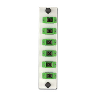 Leviton LGX 6-Pack Plate With SC Adapters Green Zirconia Ceramic Sleeve 6 Fibers White (APLW6-SCA)