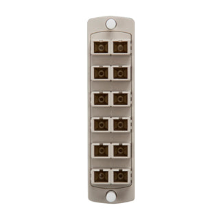 Leviton SDX Precision Molded Plate Beige 62.5/125um Multimode OM1 Duplex SC 12 Fibers Zirconia Ceramic Sleeve (5F100-2IC)