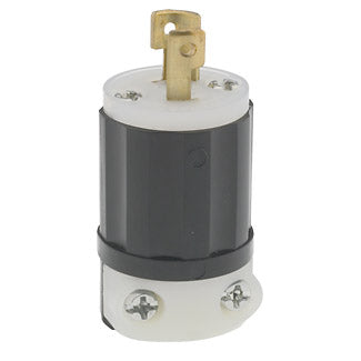 Leviton 15 Amp 125V NEMA ML1P 2P 2W Locking Plug Industrial Grade Non-Grounding MiniLock Black-White (ML1-P)