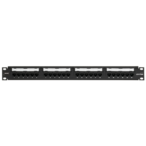 Leviton CAT6 Universal Patch Panel 24-Port 1RU Cable Management Bar Included (69586-U24)