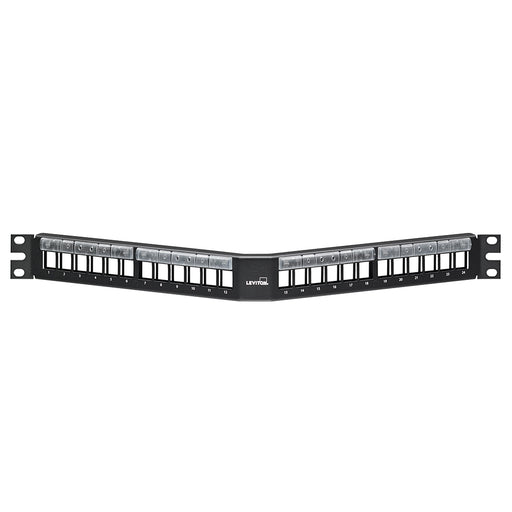 Leviton Angled QuickPort Patch Panel 24-Port 1RU With Magnifying Lens (49256-L24)