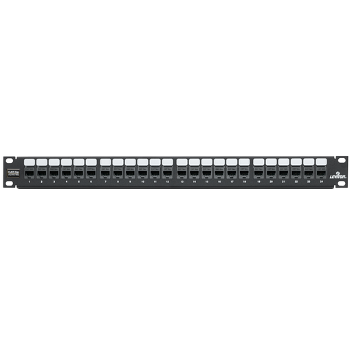 Leviton CAT5e Flat QuickPort Patch Panel 24-Port 1RU Cable Management Bar Included (5G270-U24)