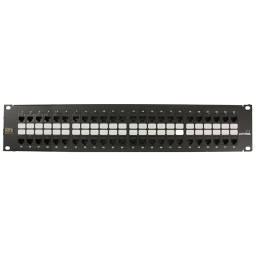 Leviton CAT5e QuickPort Patch Panel 48-Port 2RU Cable Management Bar Included (5G270-U48)