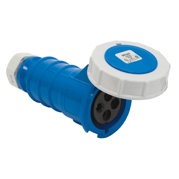 Leviton 100 Amp 250V 2P 3W North American Pin And Sleeve Connector Industrial Grade IP67 Watertight Blue (3100C6W)